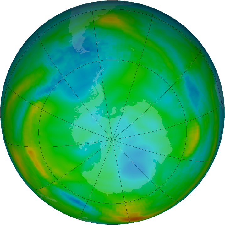 Antarctic ozone map for 03 July 1991